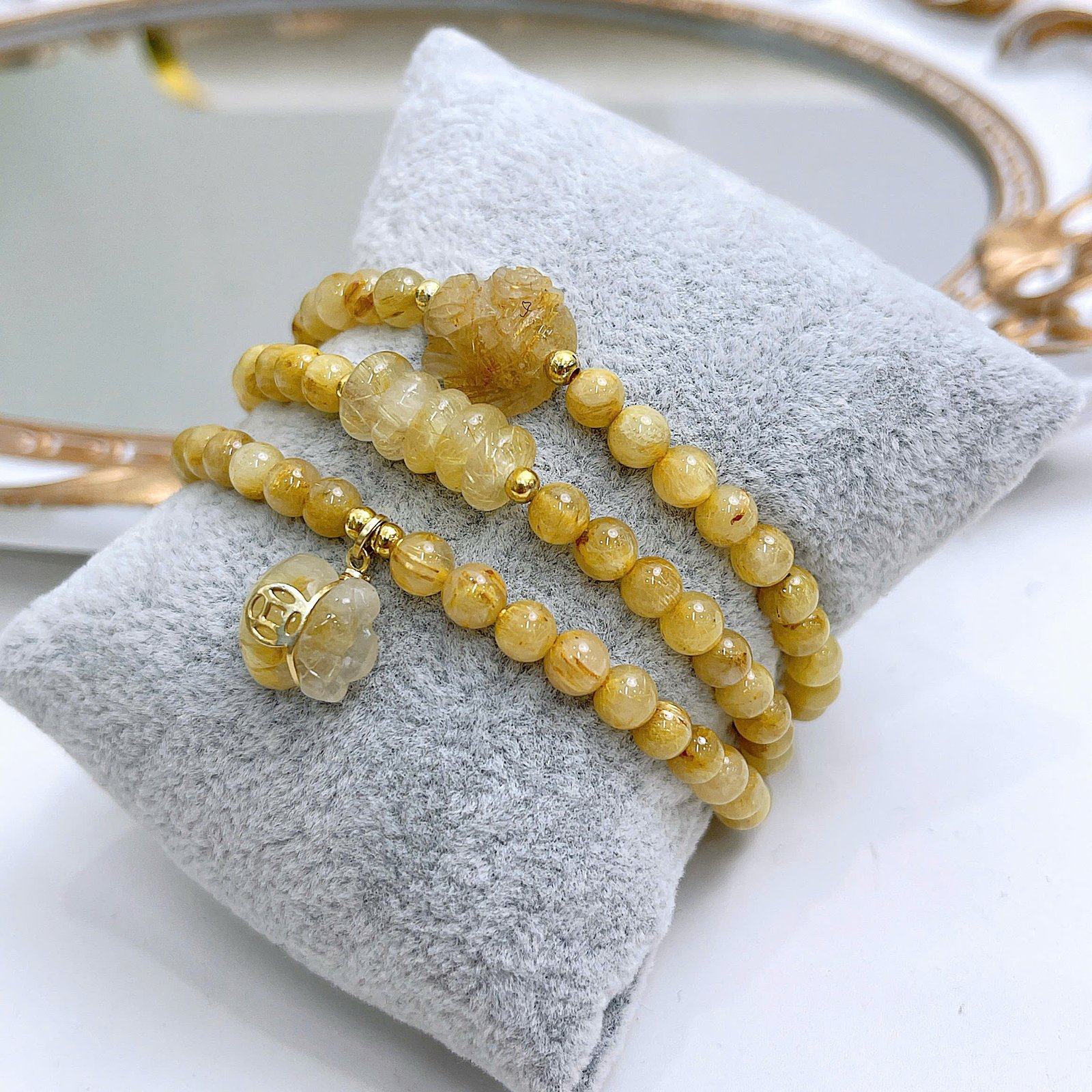 Chuỗi Thạch Anh Tóc Vàng Quấn 3 Vòng – Sang Trọng, Chiêu Tài Đỉnh Cao✨